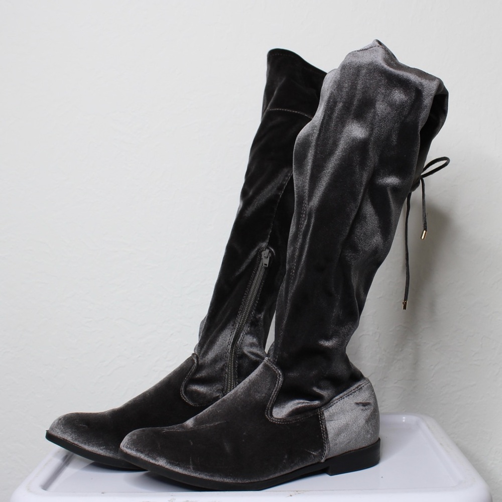JustFab Gray Over-the-Knee High Boots